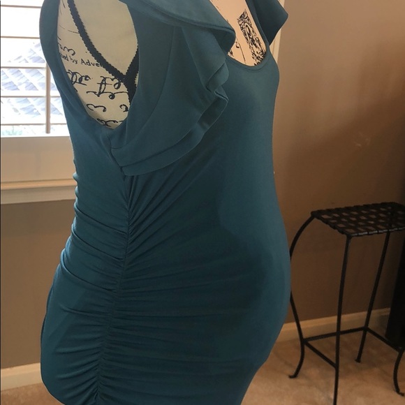 Maternity A Pea in the Pod Blue/Teal Ruched Dress - Picture 6 of 6